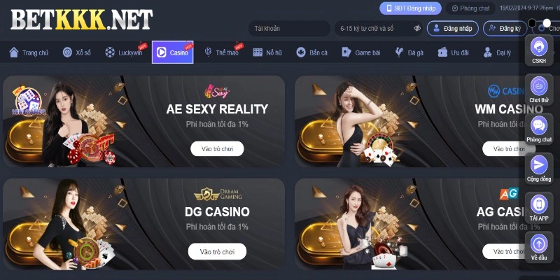 Casino trực tuyến với số lượng lớn các trò chơi không giới hạn